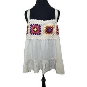 Womens Plus‎ Size 1X Boho Crochet Festival Tank Top Peasant Hippie 100% Rayon
